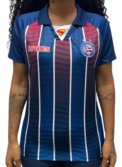 Camisa Superman Casual 2025 Esporte Clube Bahia Tricolor Feminina